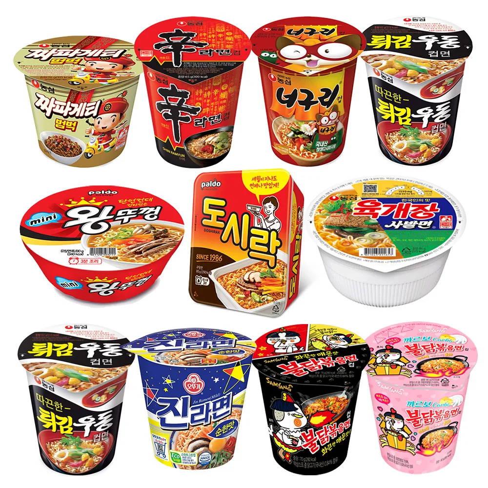 A collection of 20 popular items of cup-nmyeon-so-cup/Nongshim-yukgae-BLET-nunkam-myeon Shrimp-in-shrimp/Ottogi-jin ramen Jin Champon/Samyang Fire Chicken Fried Moodle Carbo