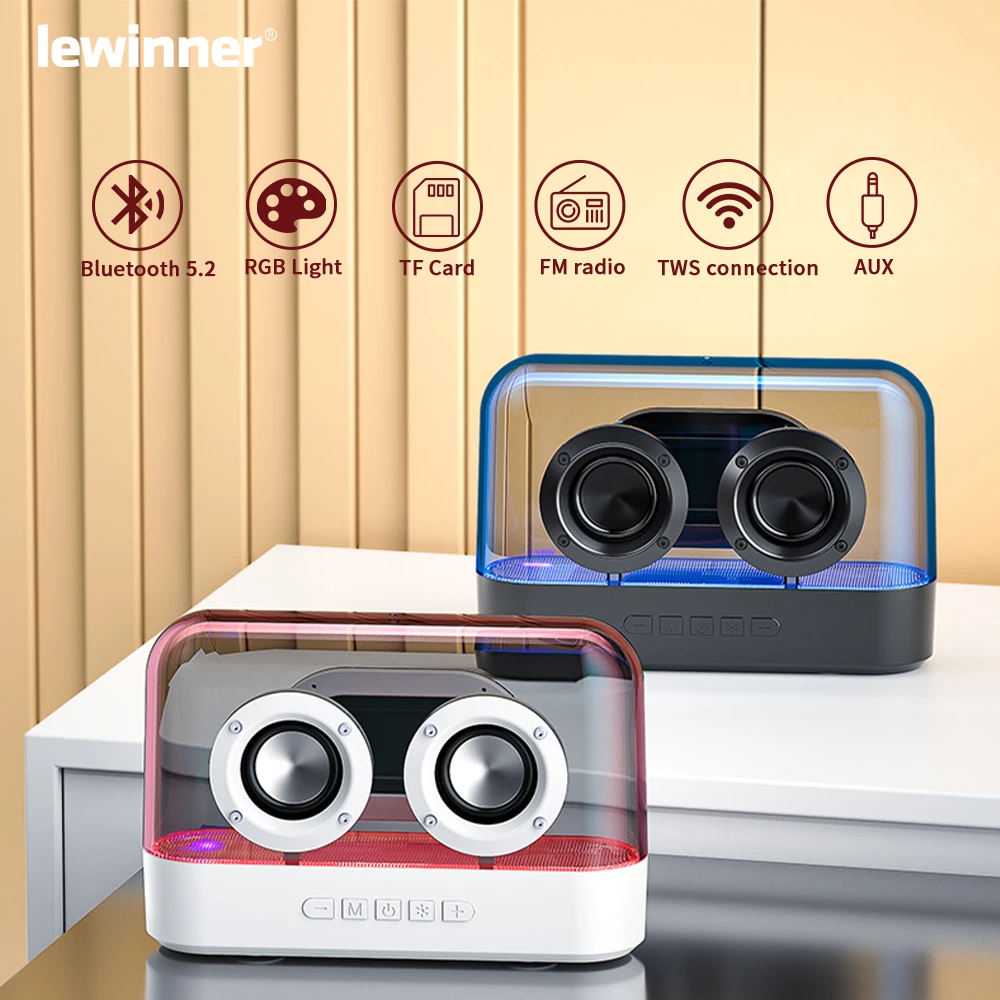 

Lewinner K9 Wireless Bluetooth Speaker High Quality Transparent Portable Speaker AUX FM Radio Support record TF Card play