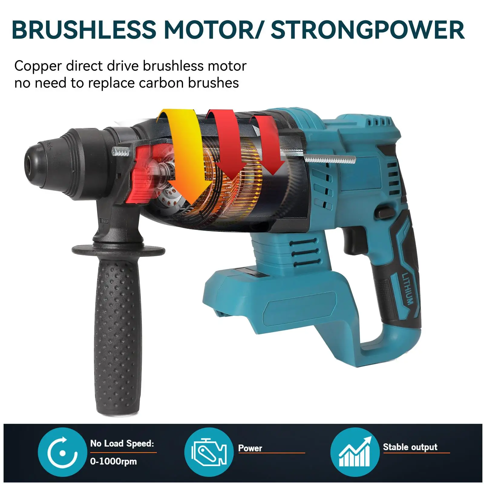 18V 4 Functions Electric Cordless rotor Hammer Rechargeable Hammer 27mm Impact driver For 18V Makita Battery