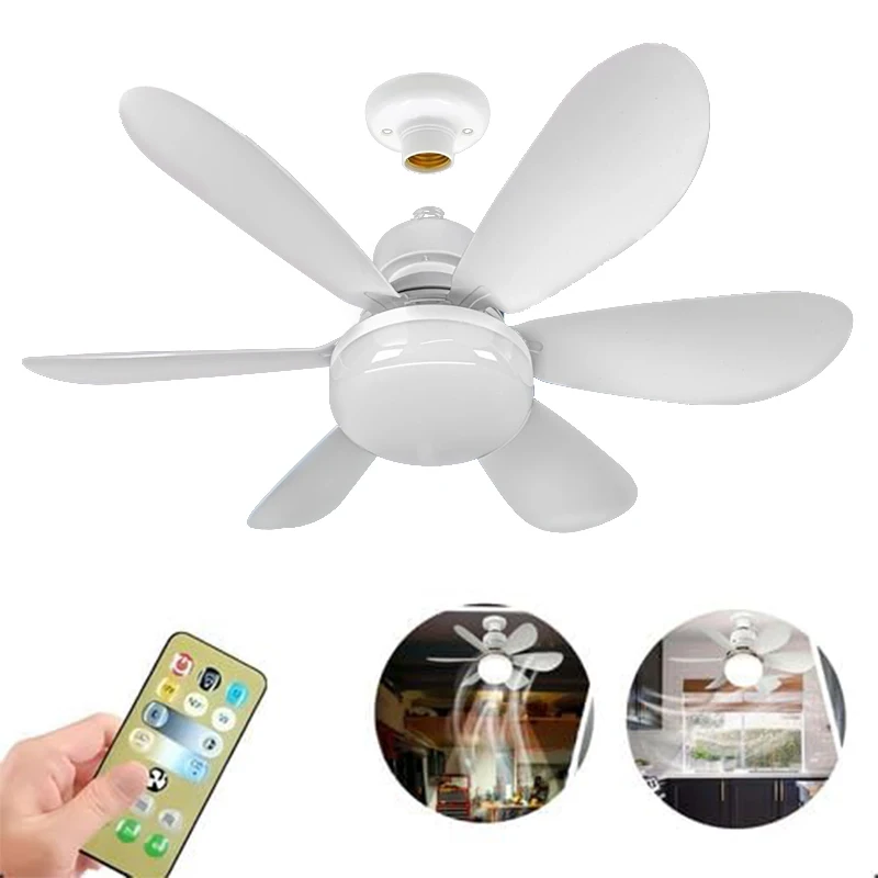 Ventilador de luz com controle remoto 40W 110V 220V 3 tipos de ajuste ventilador de teto silencioso E27 luz decorativa