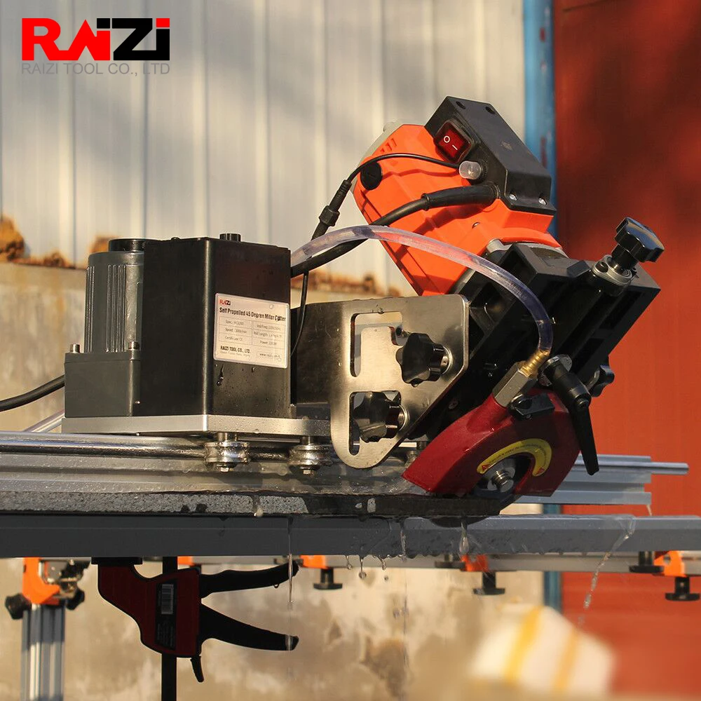 Raizi 220V 45 Degree Tile Cutting Saw Machine With Rail Guide Large Format Porcelain Ceramic Tile Portable Cutting Machine