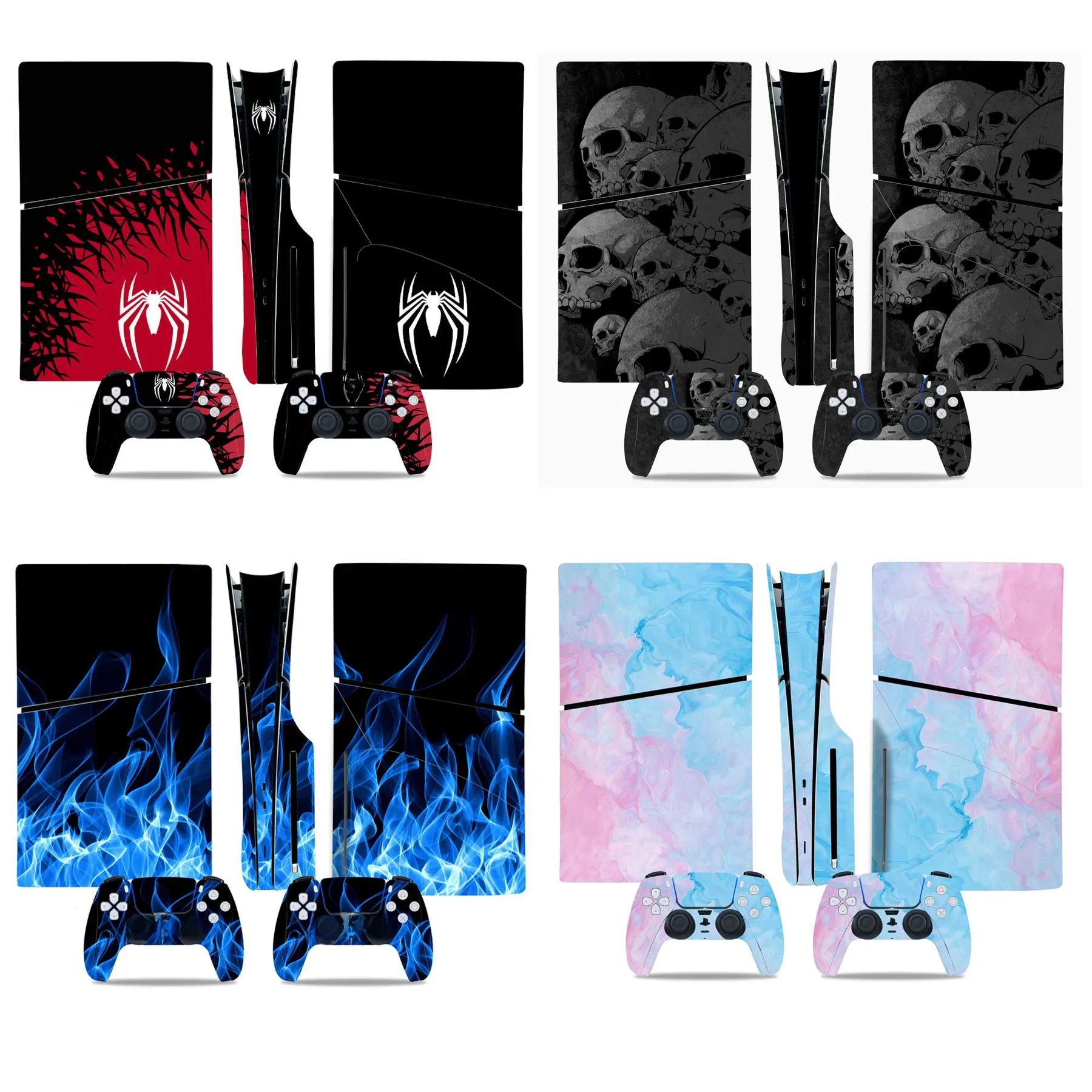 Autocollants en vinyle Spider Skin pour console PS5 Slim Disc Edition, design complet, housse de protection, version numérique, manettes