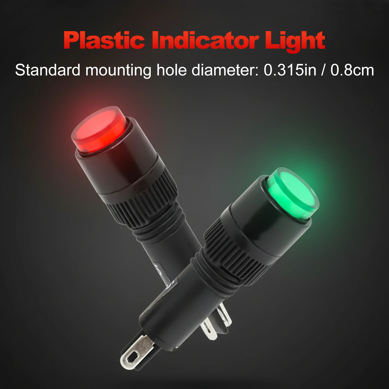 FILN 6pcs 8mm Indicator Lights 12V 24V Pilot Light Plastic Indicat Car Boat Panel Modification for Car Boat Panel Modification