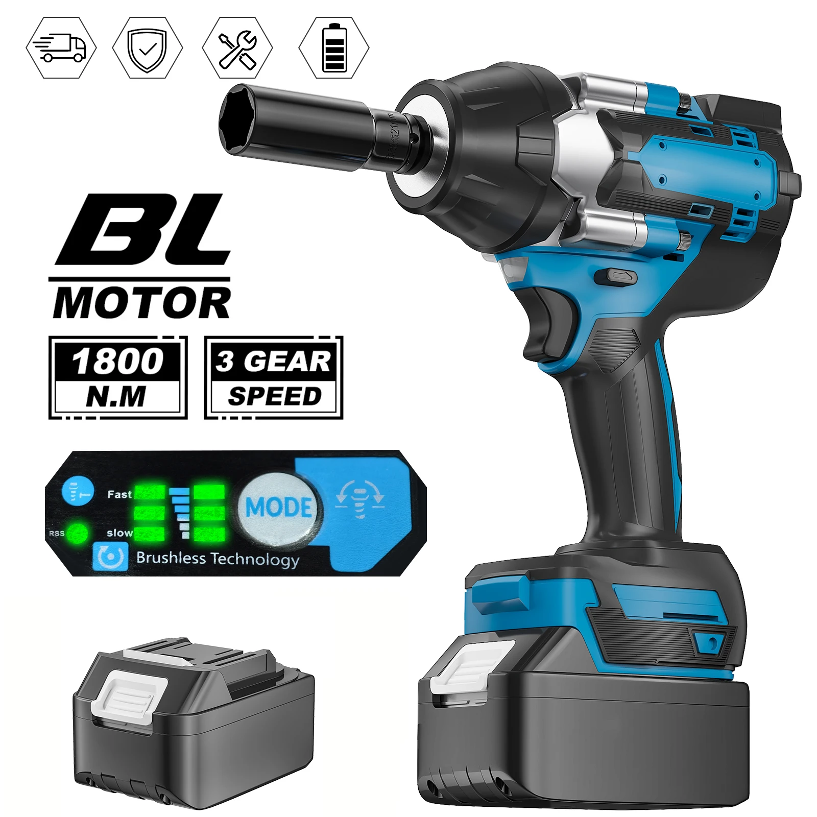 Makita – clé électrique sans fil 1800nm, tournevis de réparation de camion de voiture 1/2, perceuse à percussion rechargeable pour batterie 18V