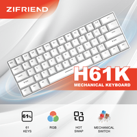 ZIFRIEND H61K Black Mini Mechanical Keyboard Red/Blue/Brown Switch 3 Pins Hot Swappable USB Type-C RGB 61 Keys Spanish