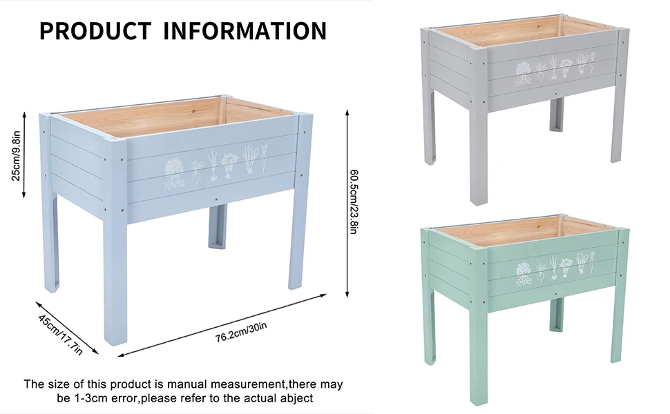 Groworks Raised Garden Bed-Planters for Outdoor Plants - Wood Planter Boxes Outdoor with Legs and DIY Chalkboard for Vegetables