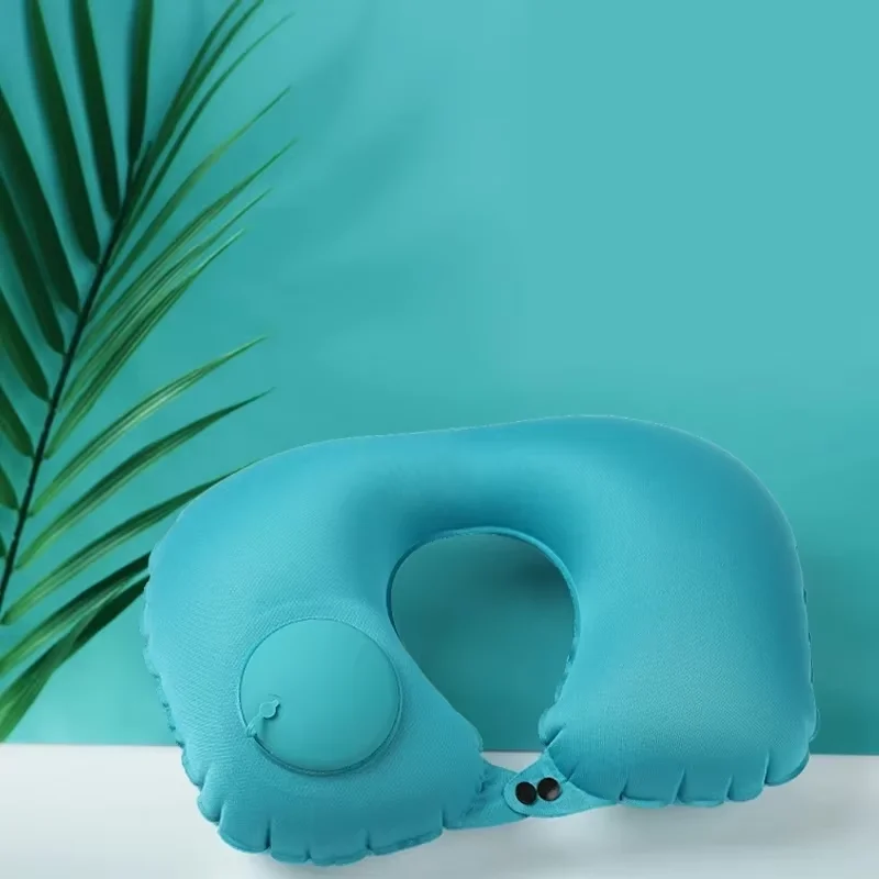 Nap pillow, press inflatable pillow, travel outdoor u-shaped pillow neck pillow, nap pillow milk silk inflatable pillow