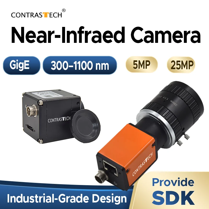 5MP NIR 300–1100nm GigE Vision Industrial Camera 1.3MP 25MP CMOS with Global Shutter for Fruit Sorting & Fluorescence Detection