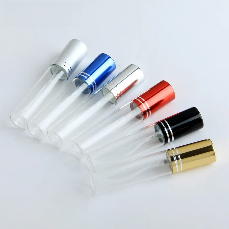 100 stks/partij 10 ml Helder Glazen Verstuiver Fles Hervulbare Kleurrijke Aluminium Cap Spray Parfumflesje Reizen Container - afbeelding 2