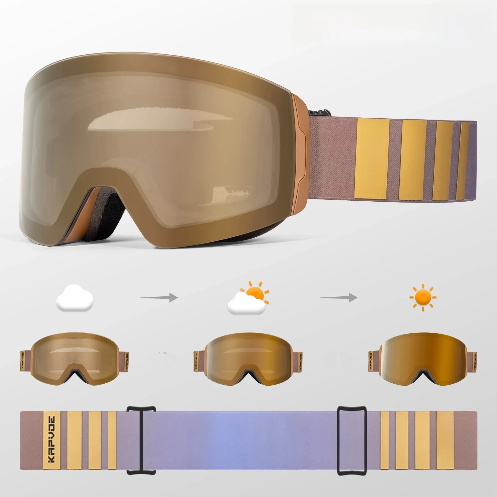 AliExpress kapvoe KAPVOE Outdoor Photochromic Ski Goggles Men Snowboard Glasses Women Winter Snow Sunglasses UV400 Magnetic Attraction Lens New