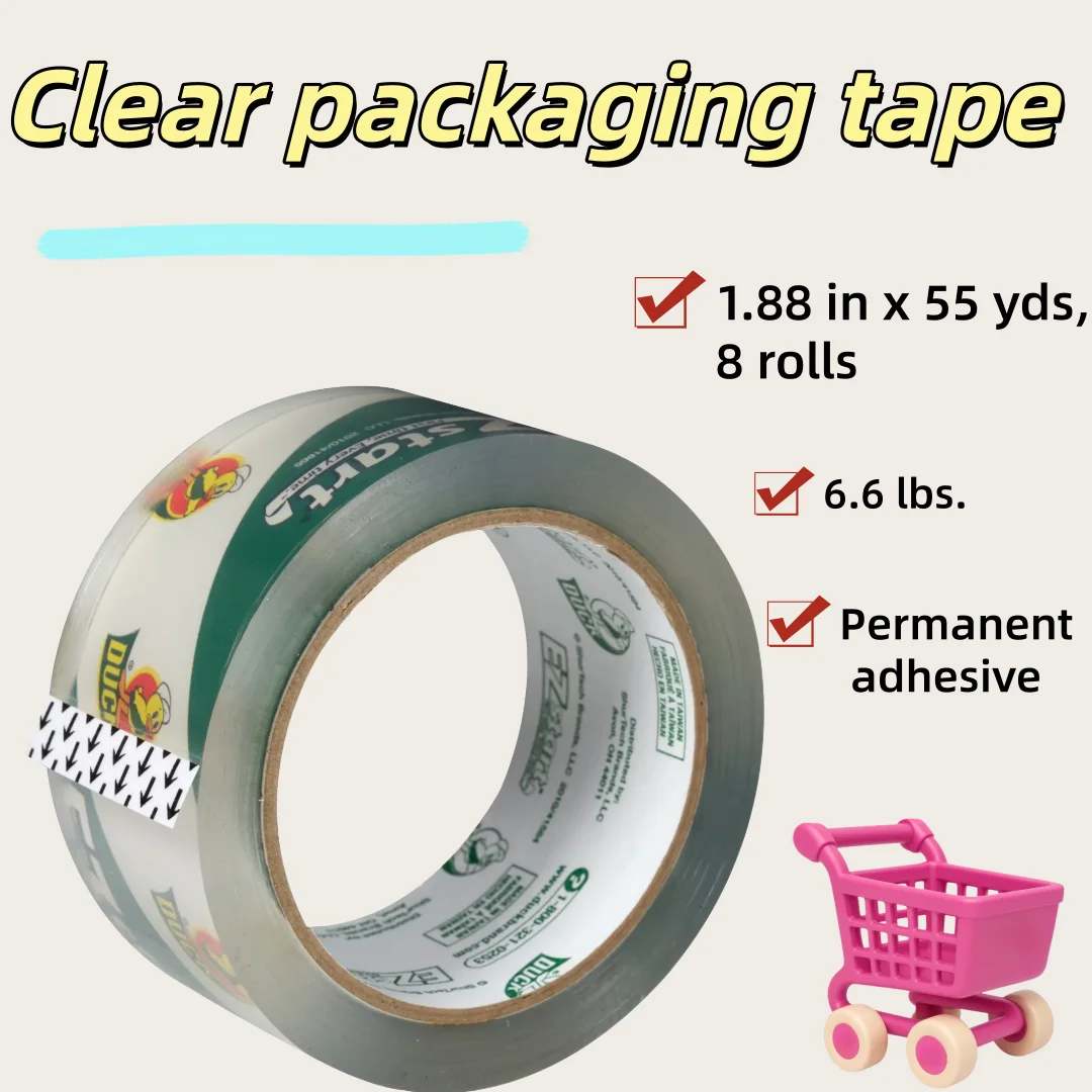 

8 рулонов прозрачной упаковочной ленты 1,88 дюйма x 55 ярдов, герметизирующий клей для упаковочной коробки для переезда