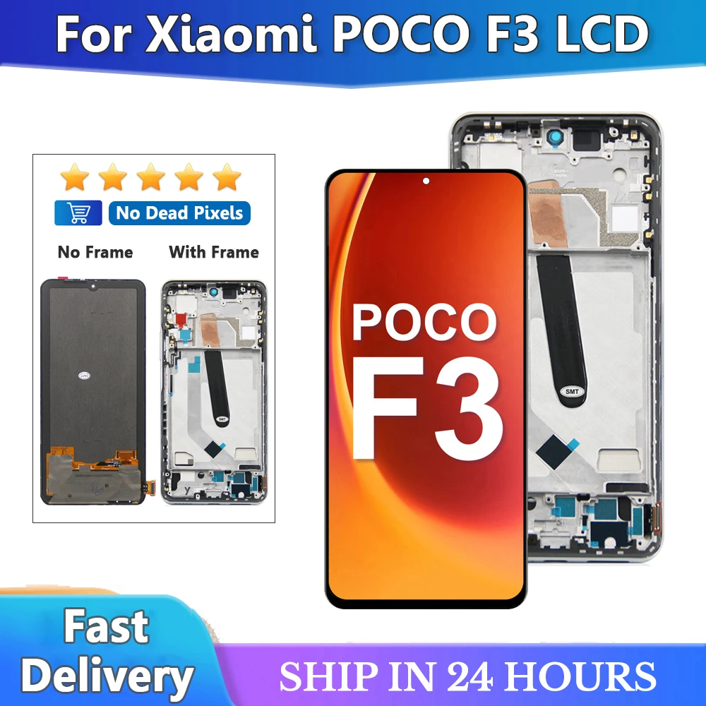 6.67\'\' AAA Quality Display For Xiaomi Poco F3 M2012K11AG LCD Screen Frame+Touch Screen Digitizer For Pocophone F3 Display