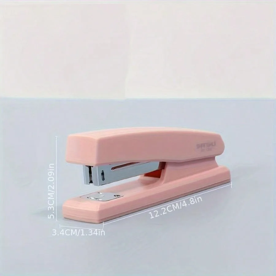 1 Piece White/pink Stapler, Ergonomic Design, Easy To Book, Ideal Choice for Students and Professionals, Easy To Carry