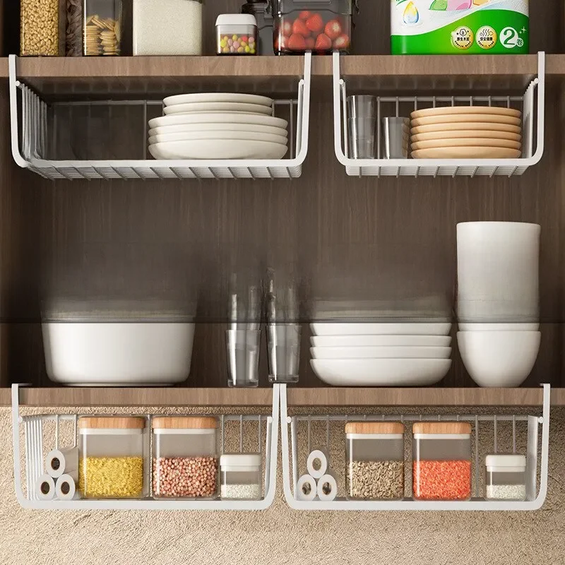 Grande capacidade de suspensão cesta líquida, material de ferro, sob o armário, parede, armário,