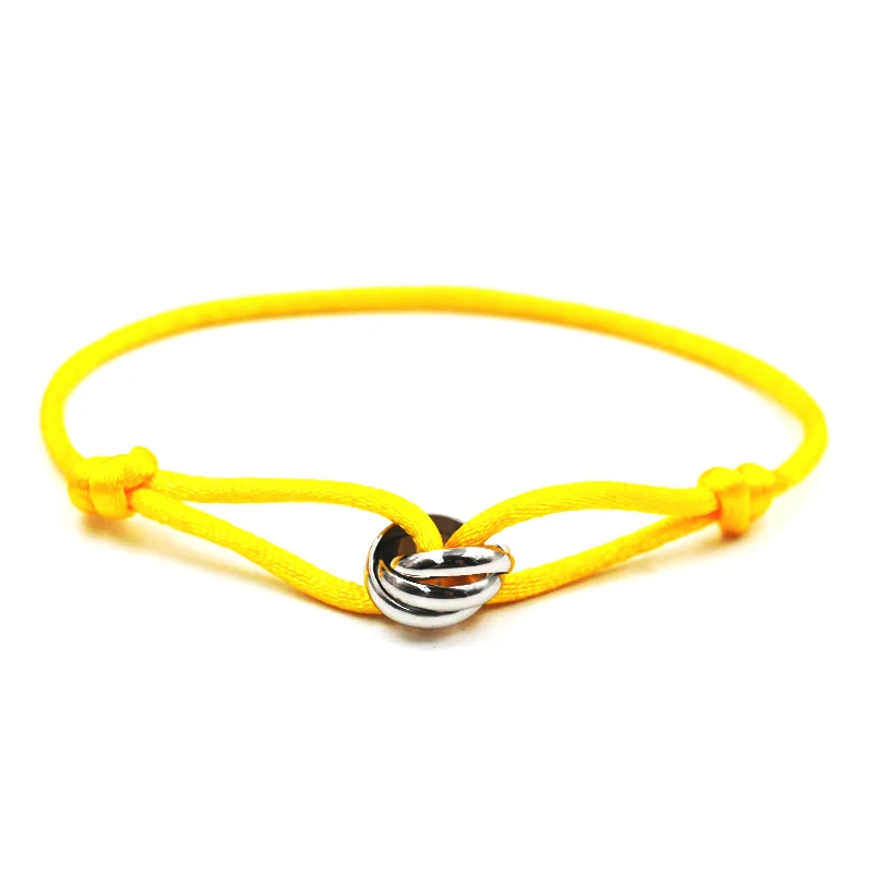 Klassische Marke Titan Stahl Liebhaber Drei Kreise Mit Bunten Seil Armband für Frauen Männer Benutzerdefinierte DIY Armband Großhandel New2023