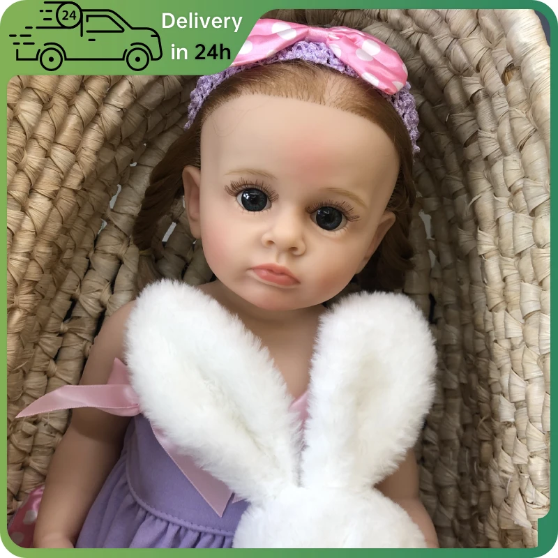 55CM Babies Reborn Finished and Painted Doll Open Eyes Tutti Cute Girl with Rooted Blonde Hair Soft Cuddle Body Handmade Dolls