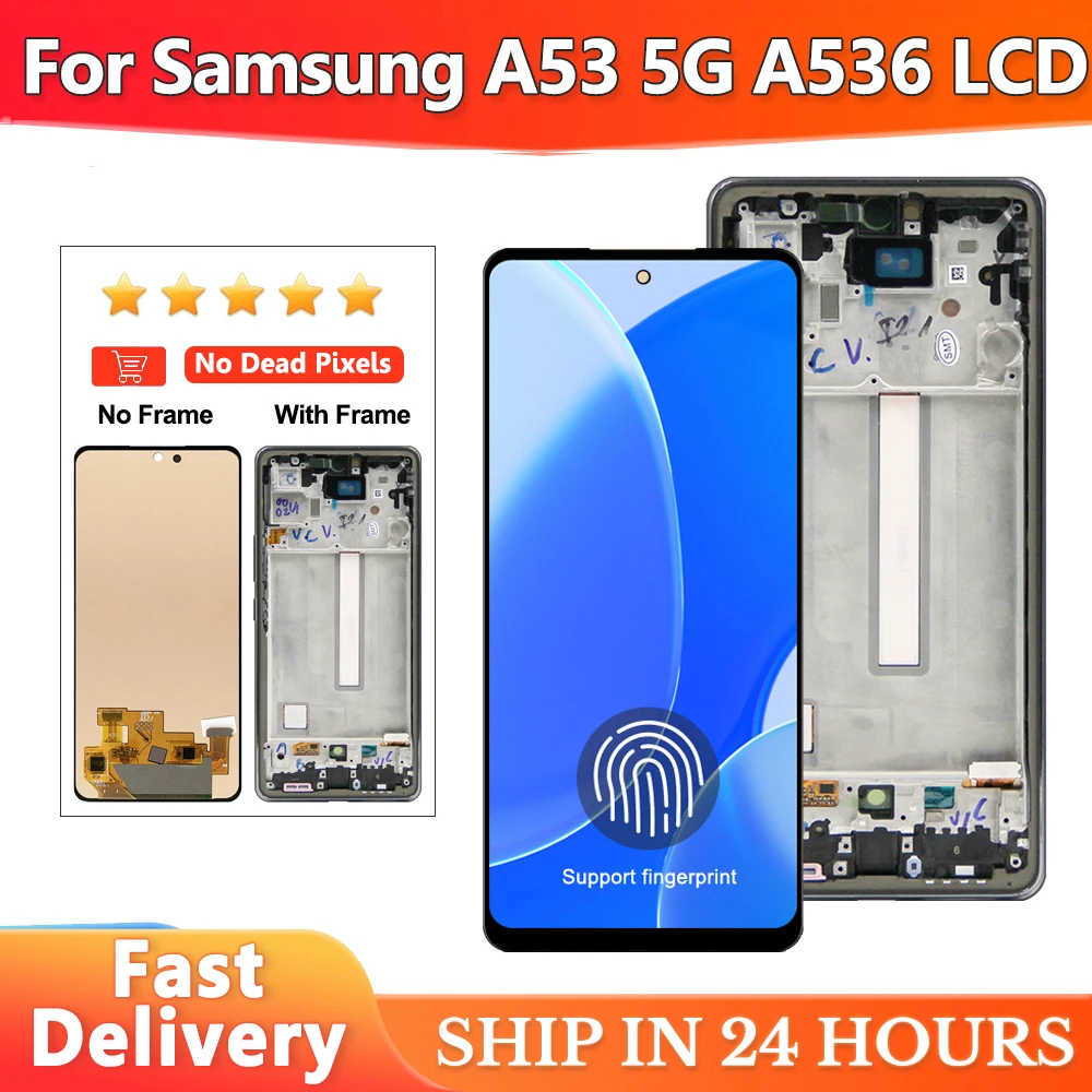 

AMOLED For Samsung A53 5G LCD A536U A536B A5360 Display Touch Screen Digitizer Assembly For samsung a536 LCD Frame