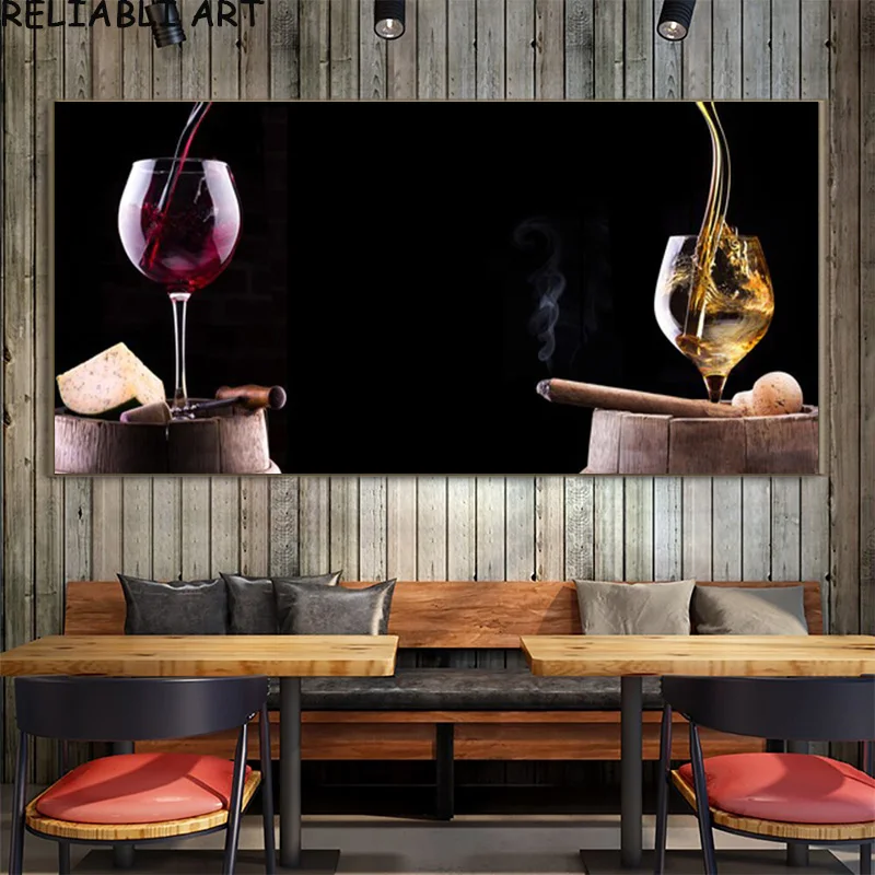Modern Beer Wine Glass Poster and Print Nordic Canvas Painting Wall Art Picture For Bar Kitchen Living Room Home Decor No Frame