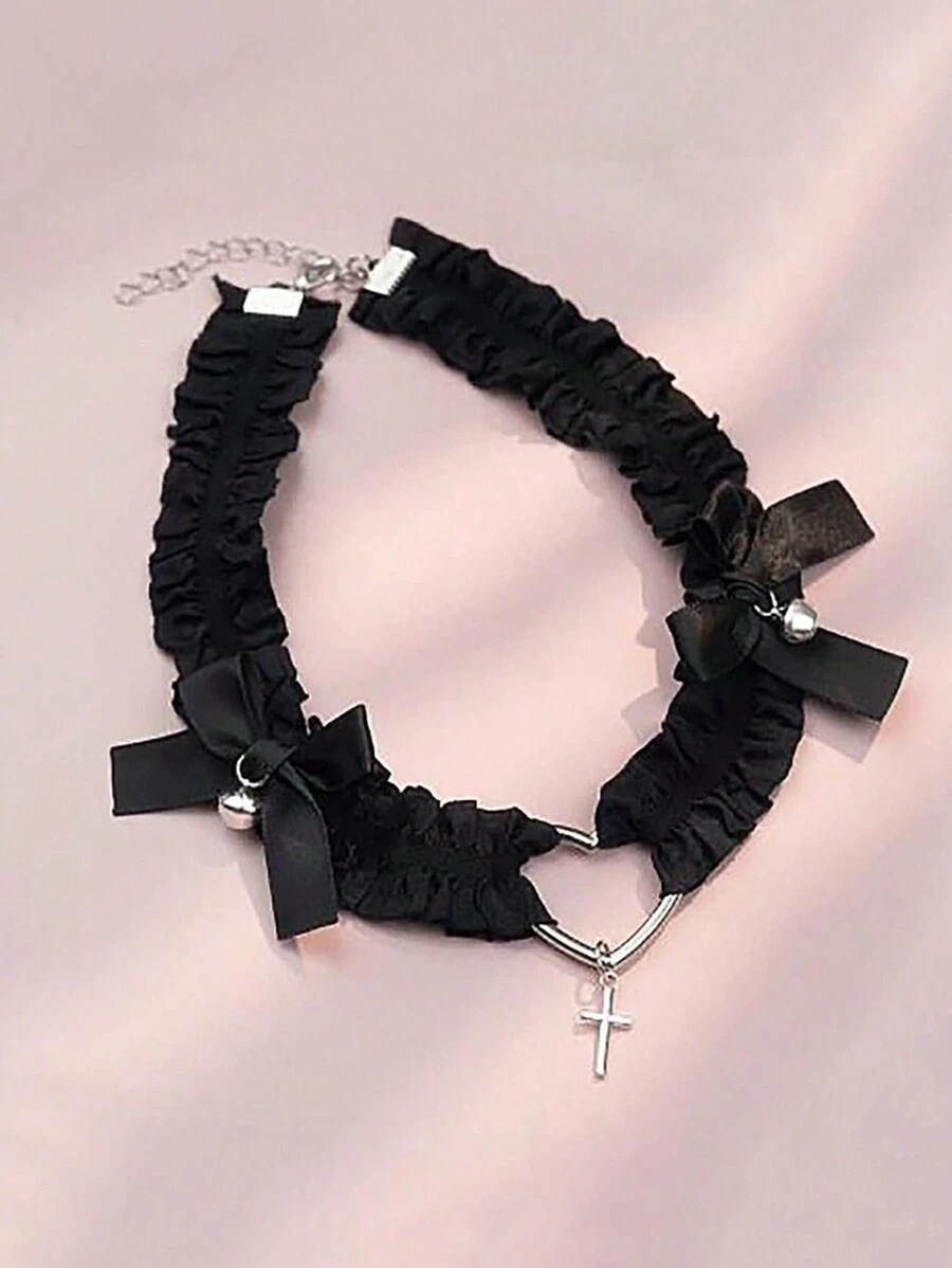 Schleifen- & Glocken-Choker-Halskette, sexy Schlüsselbein- & Körperkette für Damen, Damen-Gürtel, Choker – Detail 7
