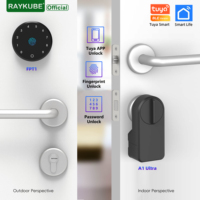 RAYKUBE A1 Ultra Tuya BLE Intelligent Electronic Door Lock with Wireless Fingerprint Keypad Lock FPT1 Punch-free installation