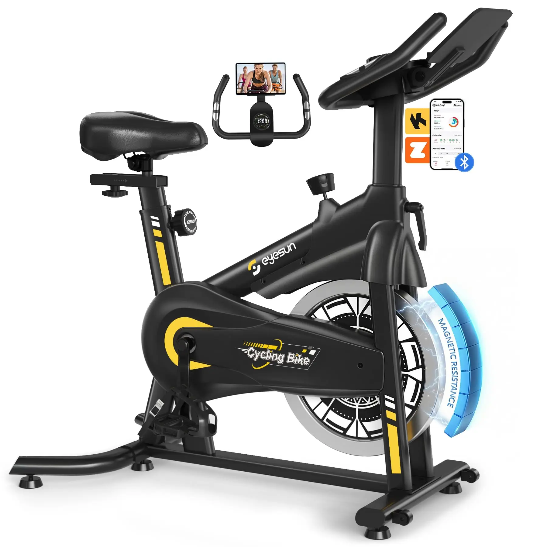 Exercise Bikes for Home,Indoor Cycling Bike with Adjustable Friction,Brake Pad Resistance Silent Belt Drive,330lbs Weight Capacity &Upgraded Version Seat for Home Cardio&Weight Loss(QM-530W)