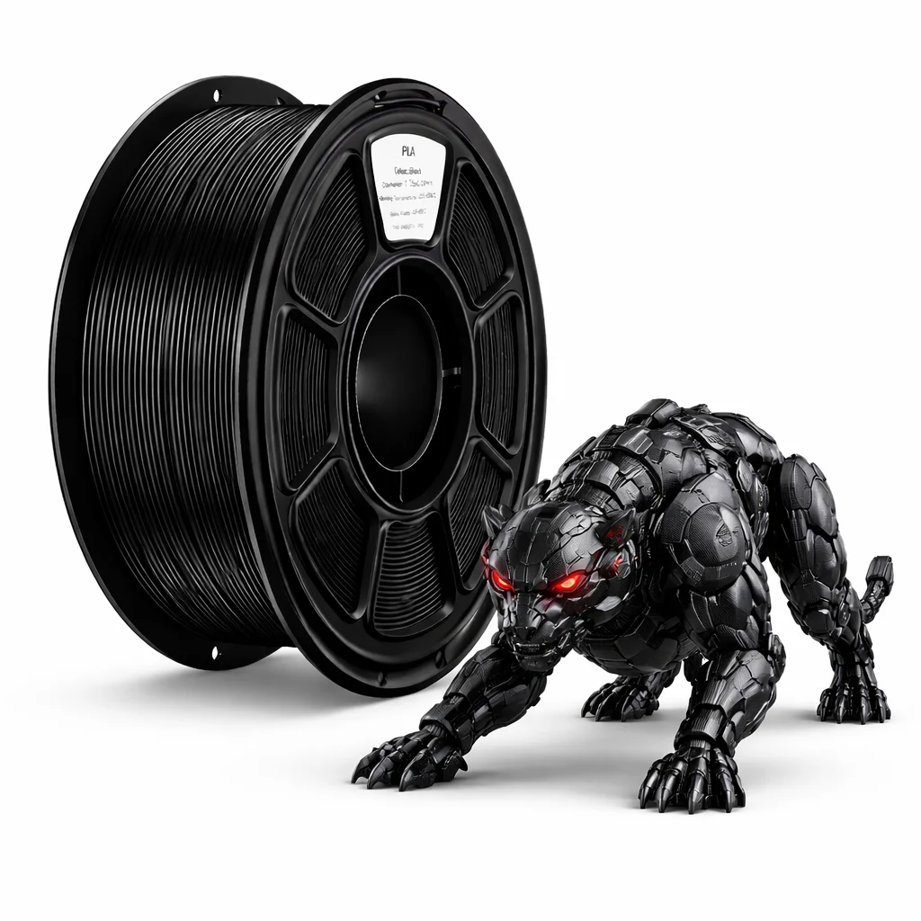 

new Black 3D Printer Filament 1.75mm 1.11kg (2.4lbs) Premium Black PLA Material Smooth Printing High Precision Universal 3D Prin