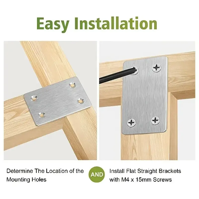 10Pcs Stainless Steel Angle Code Fixing Bracket Iron Plate 4-Hole for Furniture Quick Links Connector Straight Connecting Plate