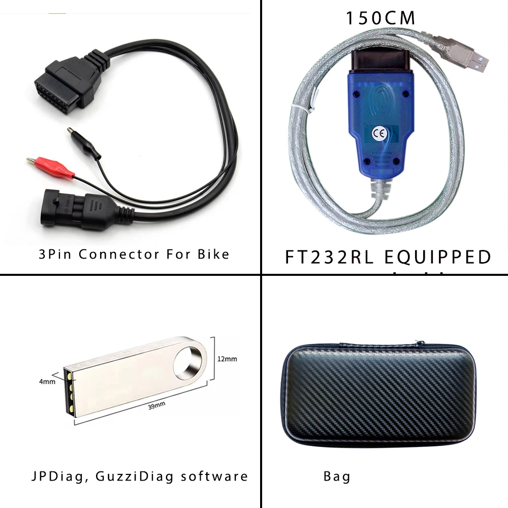 Strumento diagnostico kit di servizio OBD2 per DUCATI GUZZI MV GILERA MORINI JPDiag, GuzziDiag