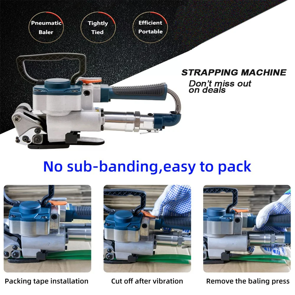 

B19 Pneumatic Strapping Tool Packaging Strapping Machine No Sub-Banding Handheld Strapping Machine for PP&PET Belt Width 1/2-3/4