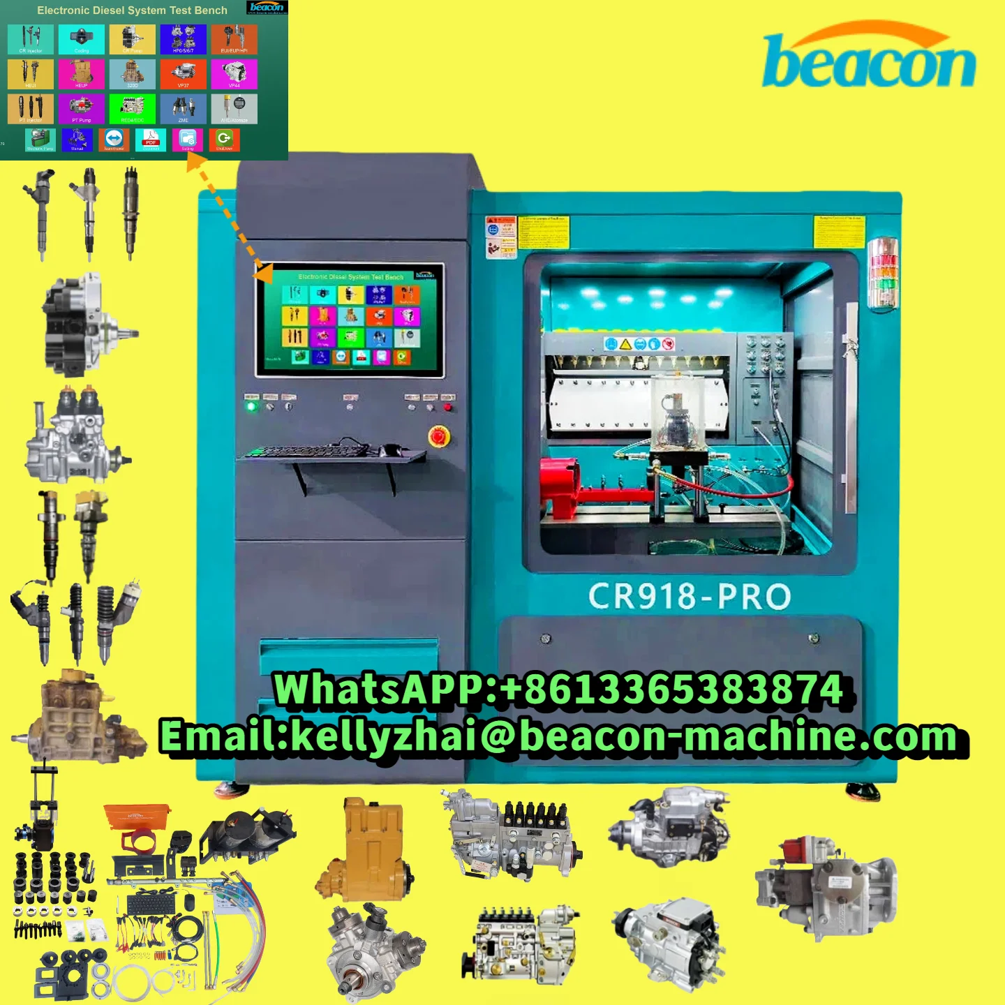 CR918-PRO Multi-Function Diesel Fuel  Common Rail Injector Pump Test Bench  Injector Testing and Cleaning Equipment for Diesel