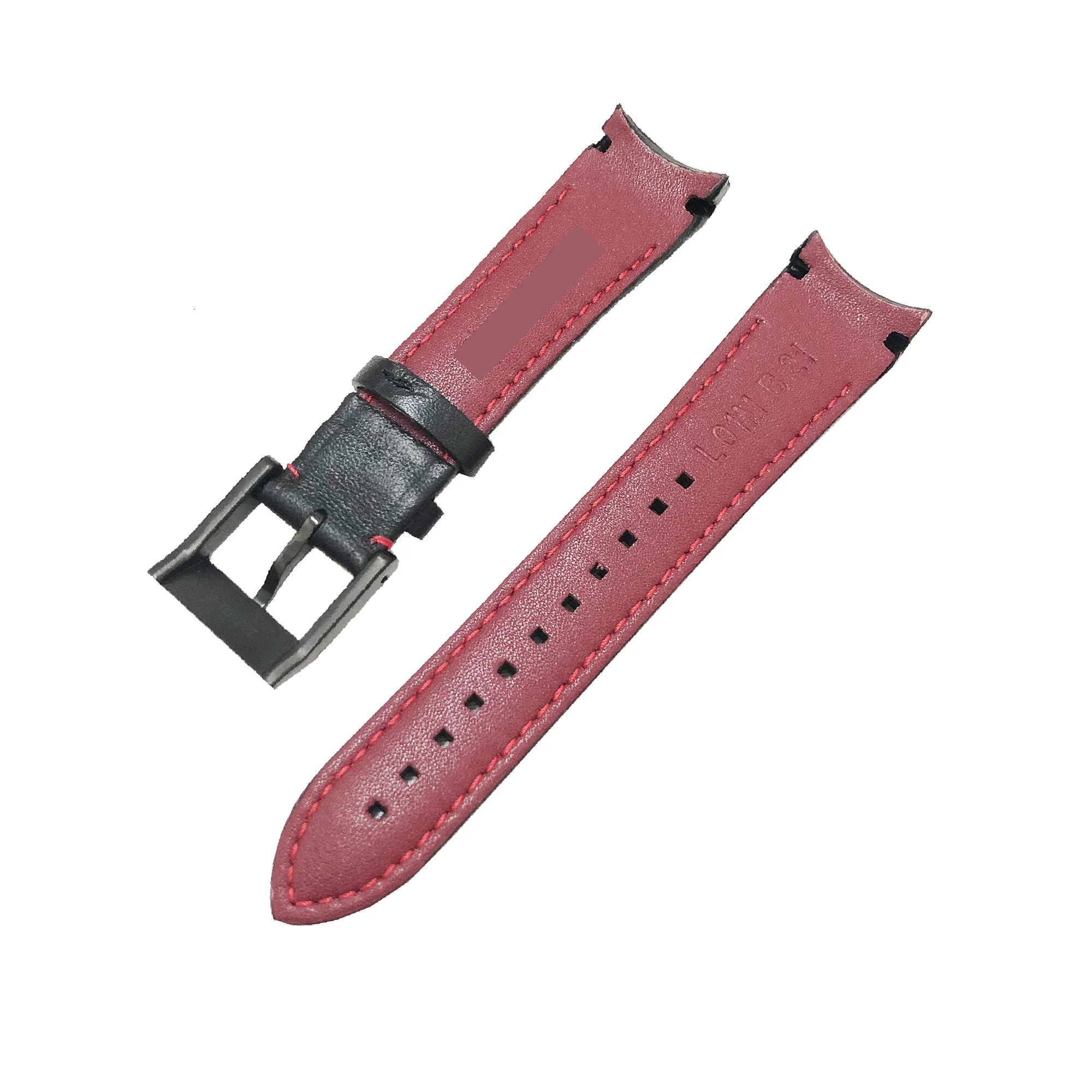 Compatible with Seiko Sportura Chronograph and Kinetic Watches, Leather 21mm Black and Colored Stitches Watch Band Strap