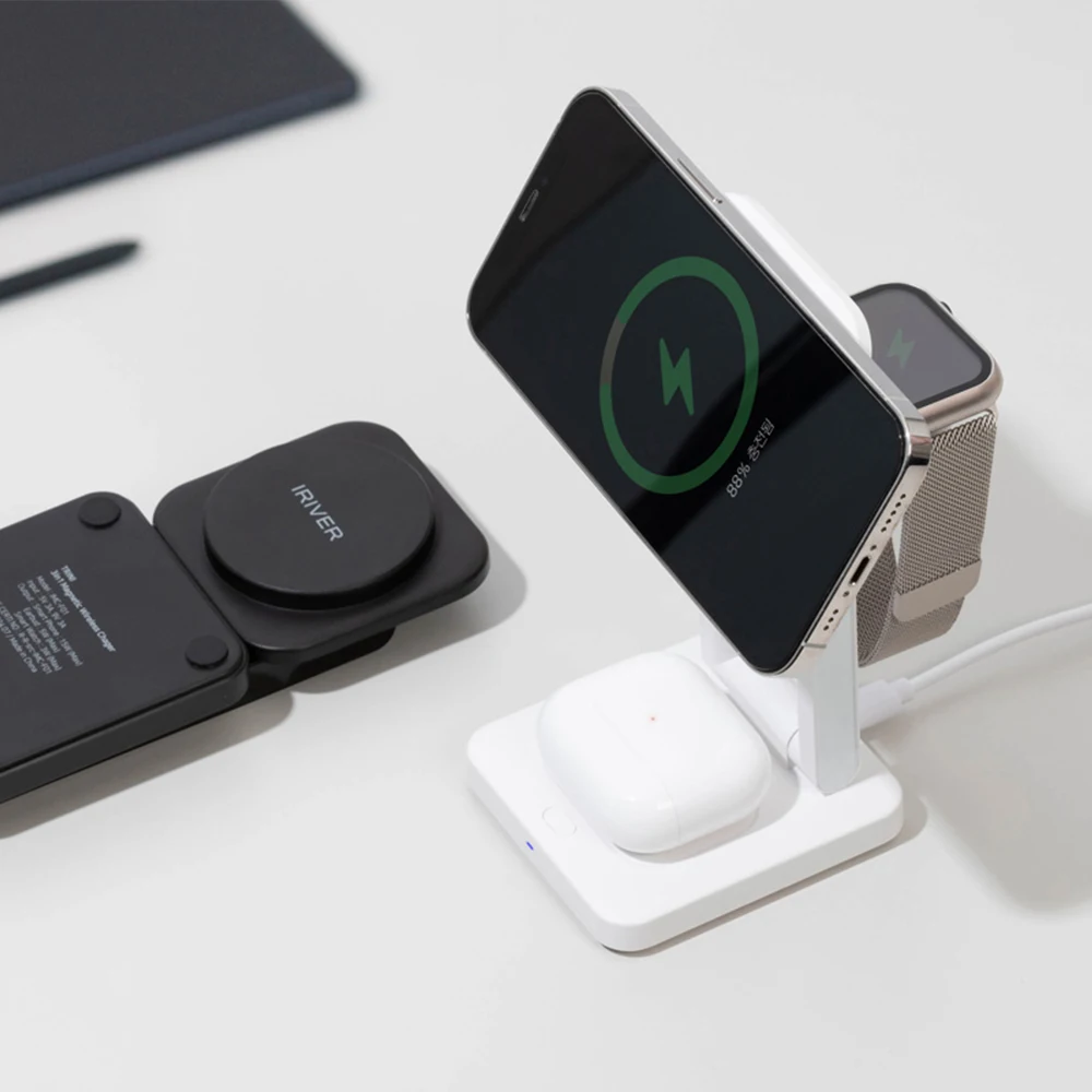 شاحن لاسلكي آيفون 3 في 1 آمن-شاحن ساعة جلاكسي