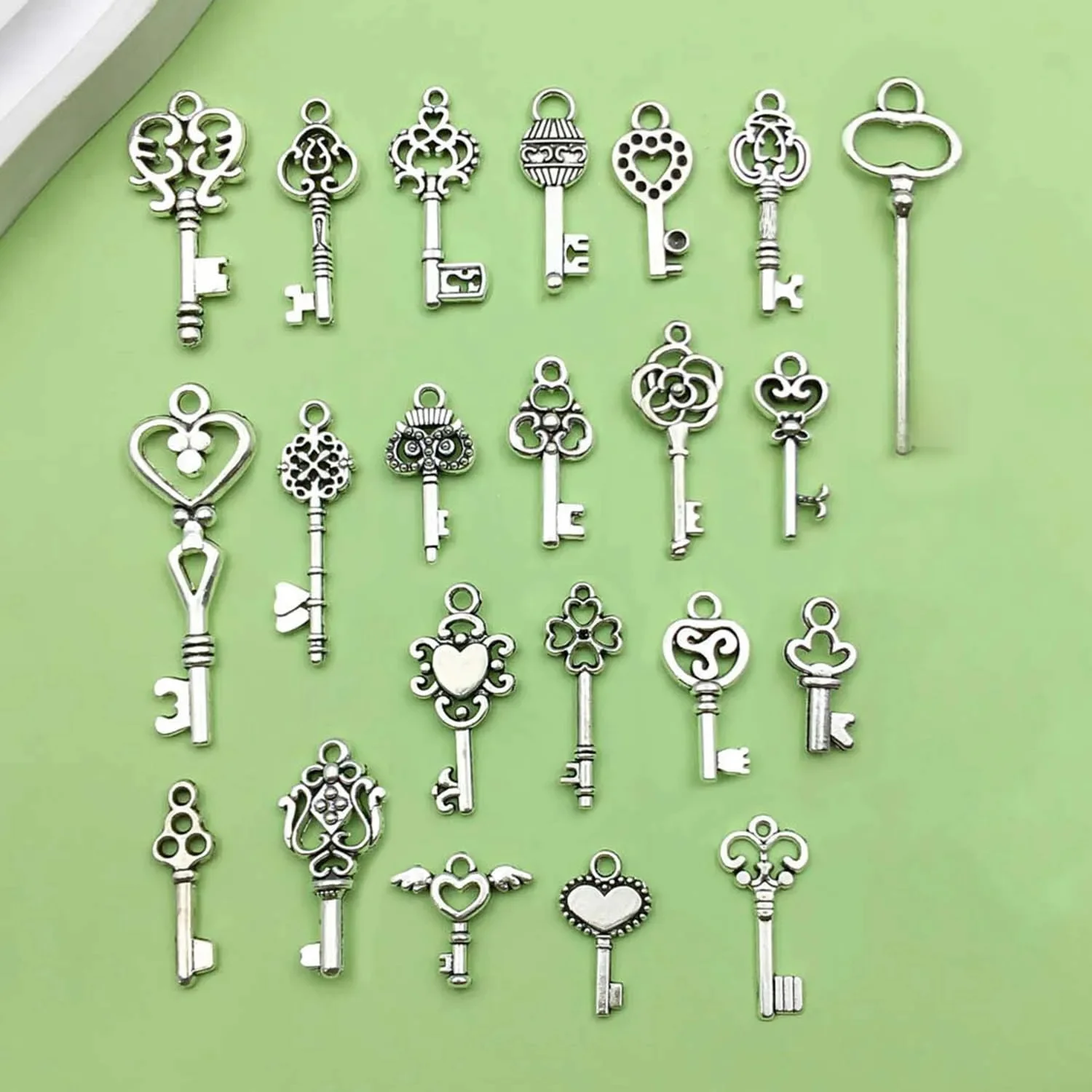 20/22 sztuk Vintage klucz projekt Charms stop Steampunk wisiorki dla DIY bransoletki naszyjniki kolczyki akcesoria do wyrobu biżuterii — zdjęcie 2