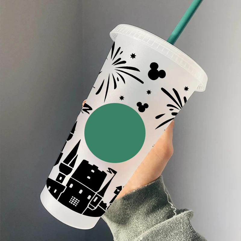 Winter Castle Decals For 710ml Reusable Straw Cup Decoration, Waterproof Removable Castle Vinyl Sticker Coffee Cup Decor