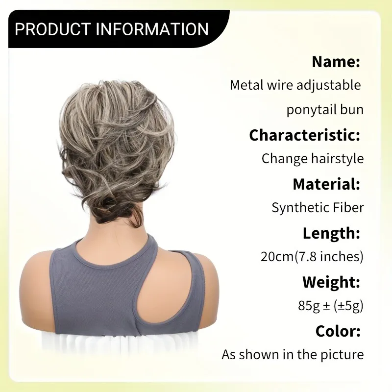 8Inch Synthetic Claw Clip In Ponytail Hair Extensions Elegant Messy DIY Hair Bun Hairpiece Adjustable Heat Resistant Ponytail