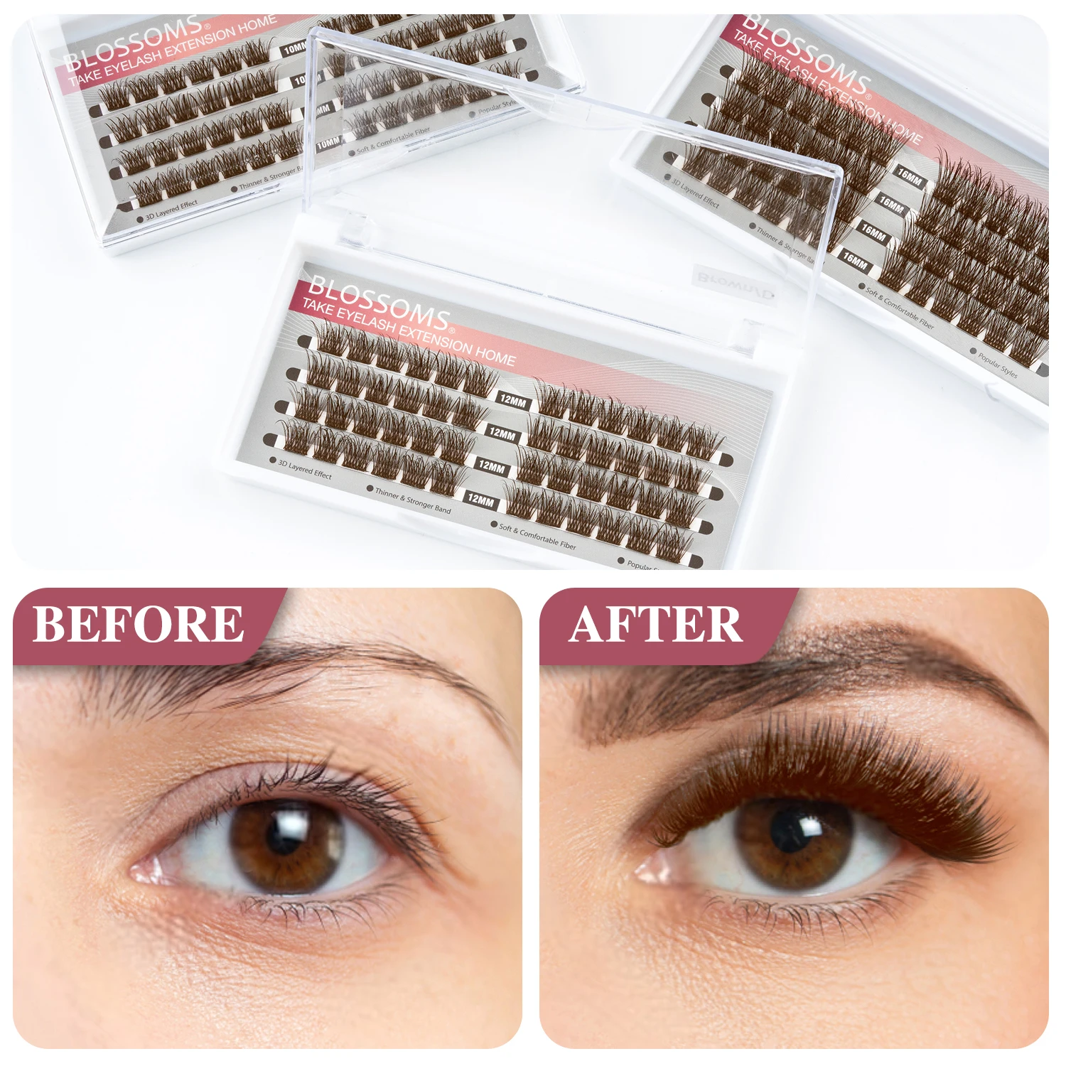 

FinyDreamy DIY Brown Clusters Eyelash Extension Dovetail Segmented Lashes 8 Rows 48 Volume Natural Eyelashes Bundle Eyelashes