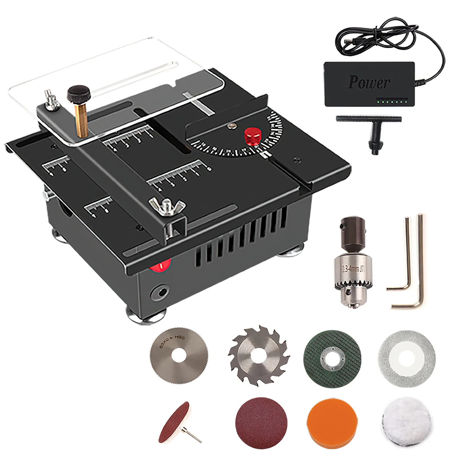 Mini Sierra de mesa de 100W, 6000r/min, sierra de banco eléctrica pequeña para carpintería, modelo de Hobby hecho a mano, herramienta de hoja para máquina cortadora artesanal