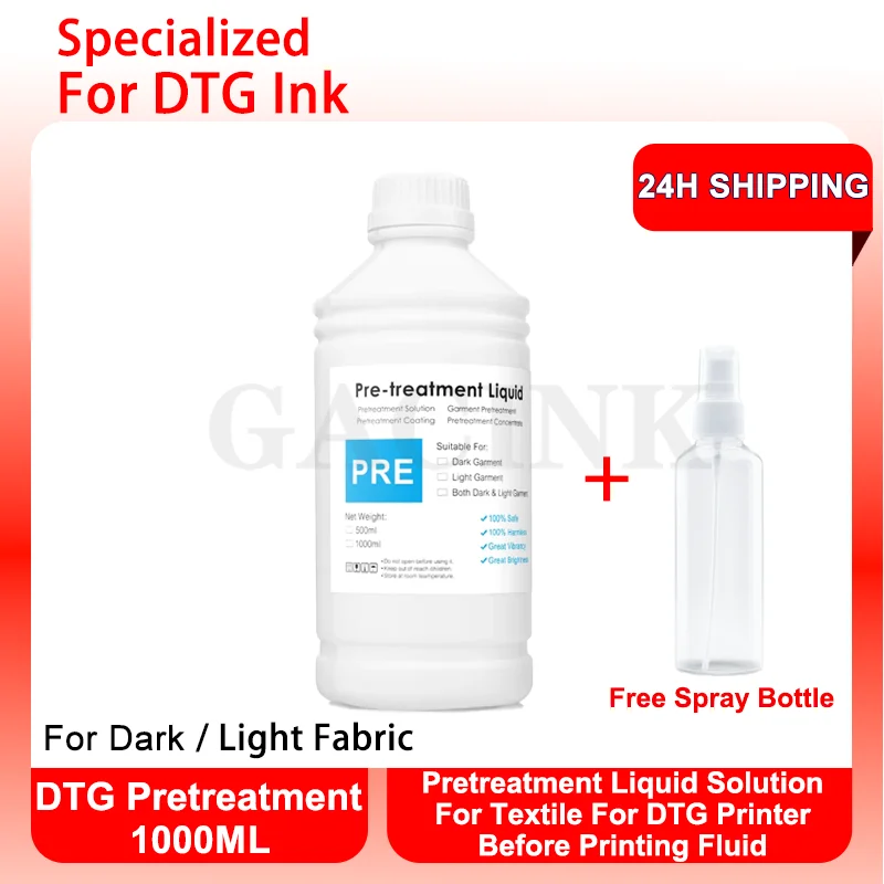 DTG Pretreatment 1000ML Liquid Spray For Light Textile Dark Clothes DTG Ink Pre Solution Coating DTG Printer DTG Printing