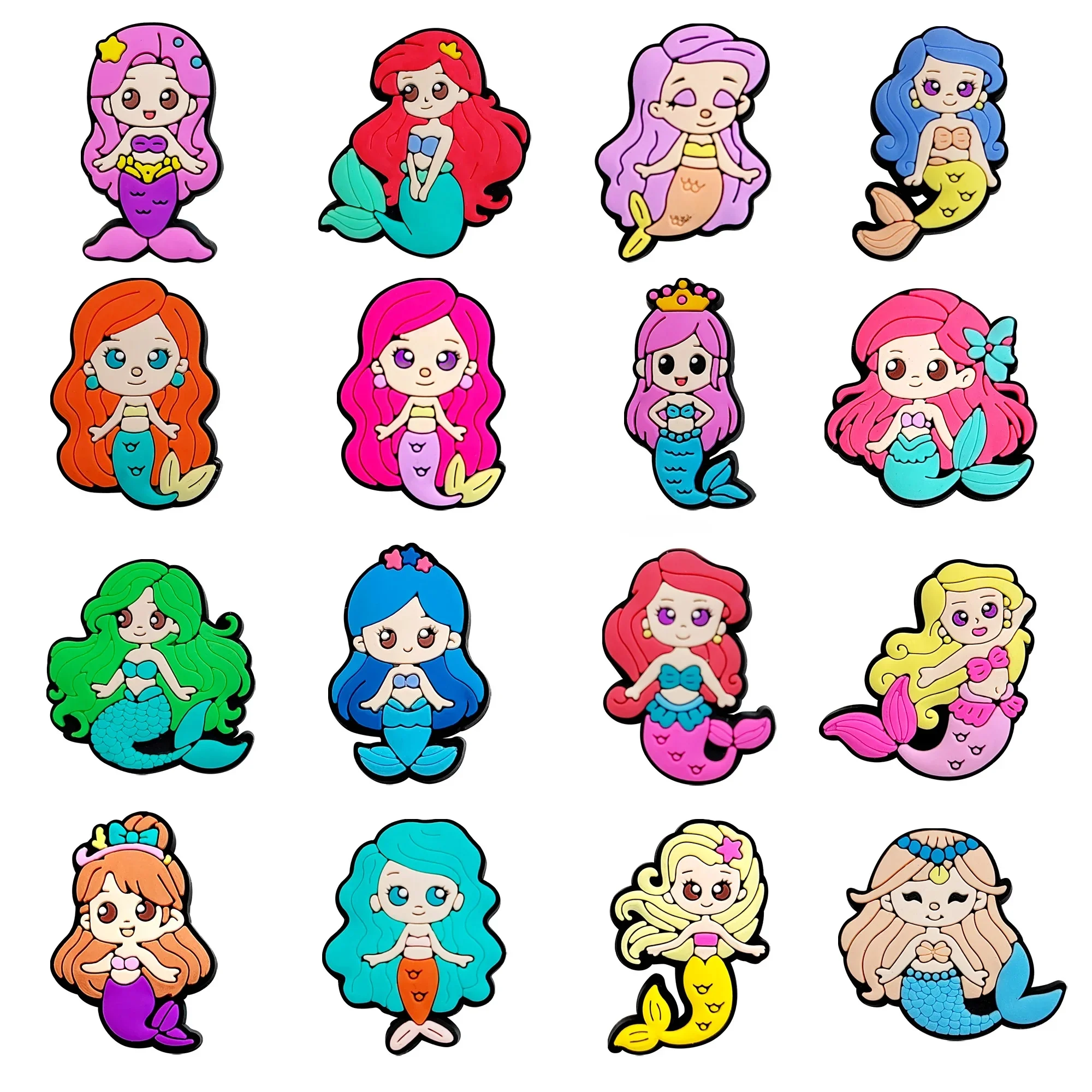 Offres spéciales 1/16 pièces belles chaussures de sirène boucle breloques PVC filles Bracelet pantoufle décorations ajustement cadeaux de fête