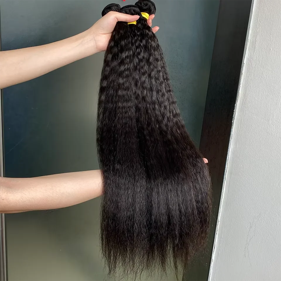 

Kerriebeauty Kinky Прямые необработанные пучки человеческих волос 3/4 шт. Высокое качество Модные бразильские девственные наращивания Яки Прямой пучок