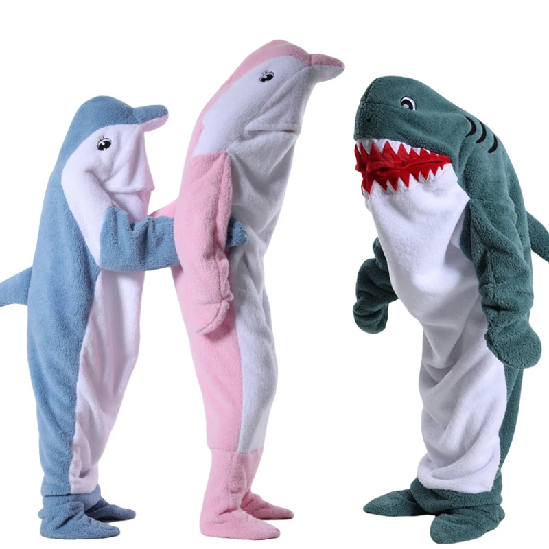 

Marine Animal Kids Girl Boy Shark Blanket Adult Hoodie Unisex Women Men Sofa Whale Sleeping Bag Child Dolphin Halloween Costume