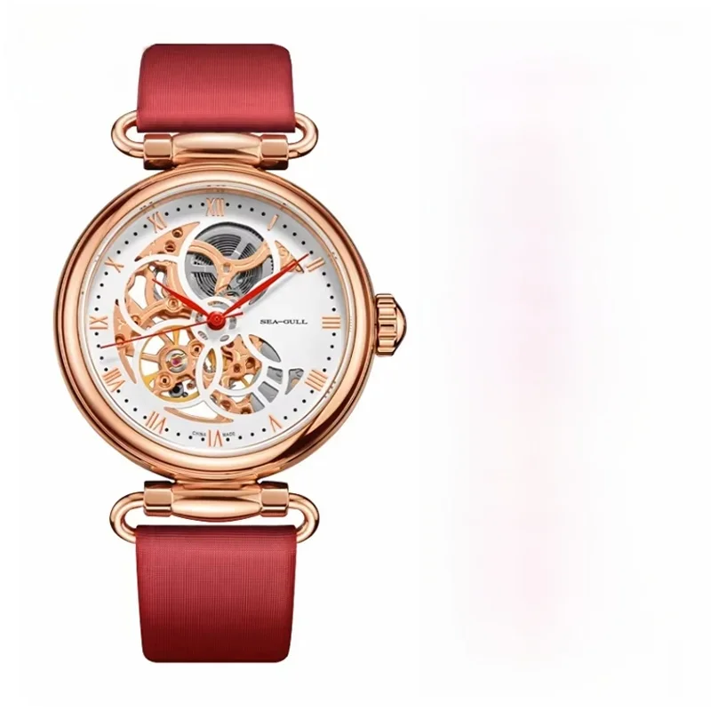 Seagull mechanische uhr frauen mode uhr lederband Wasserdicht automatische uhr Volle hohl mechanische uhr 811.11.6002L