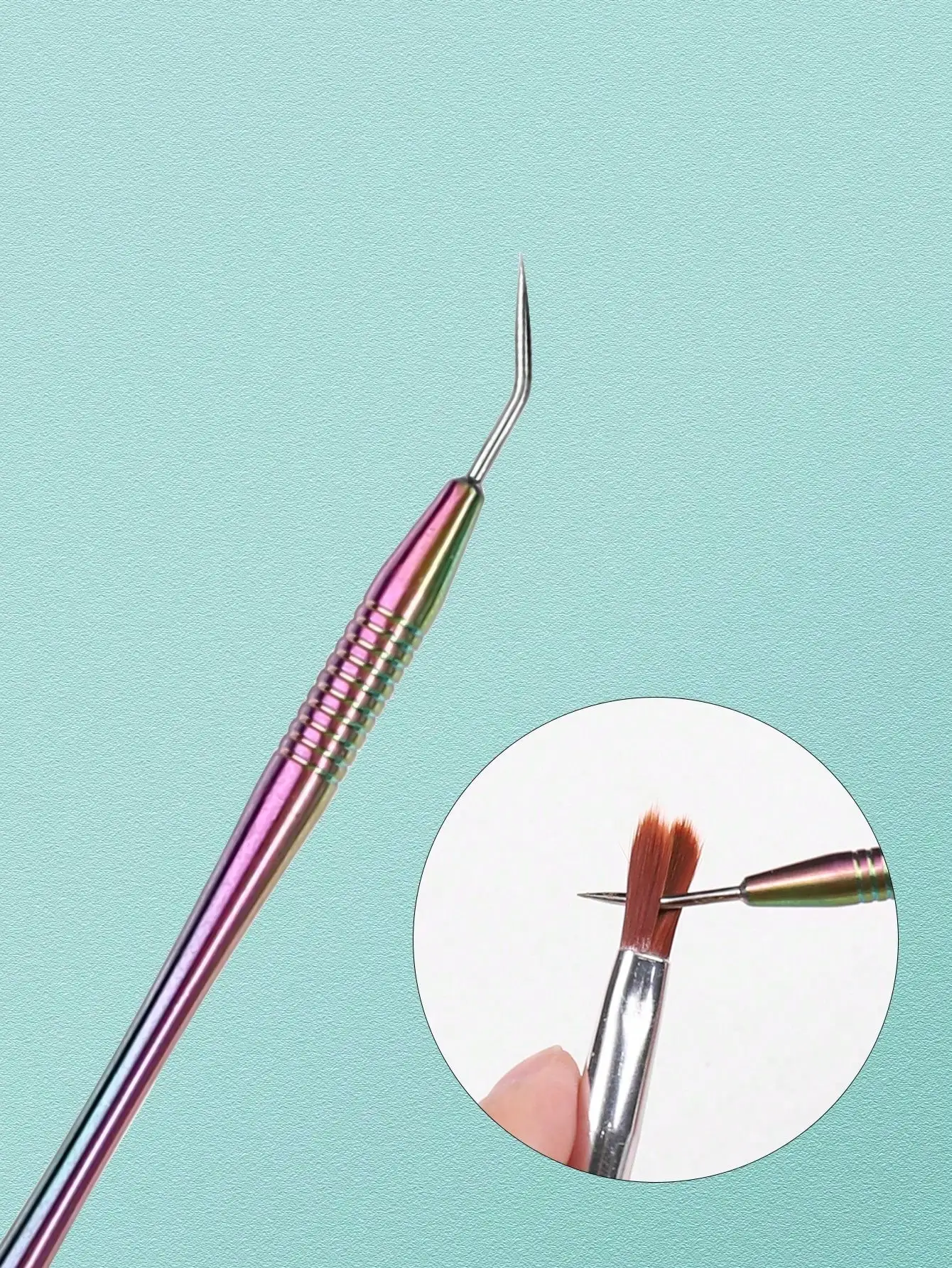 多機能ネイルペンクリーニングコームステンレス鋼ネイルブラシクリーナー＆グルーミングツール耐久性のあるマニキュアアクセサリー