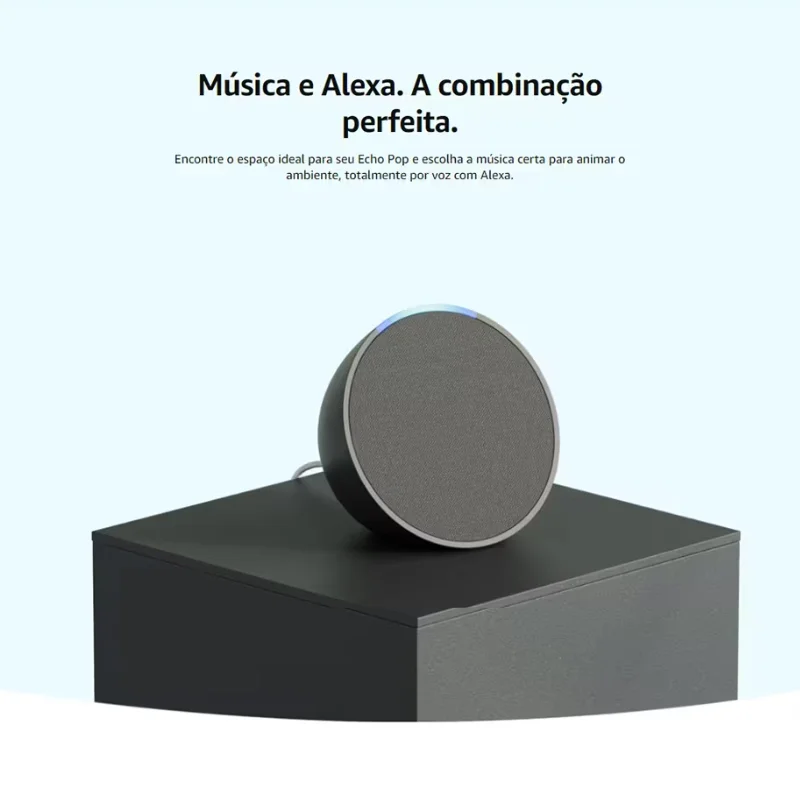 Echo Pop Smart Speaker Compacto com som envolvente e Alexa lançamento Musica - Envio Rápido para todo o Brasil