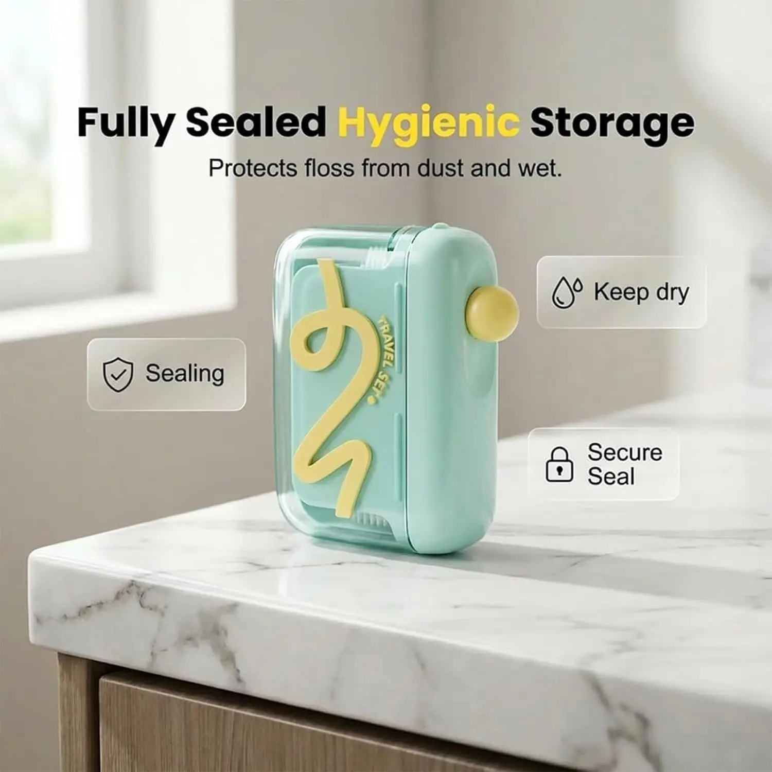 2PCS Automatic Pop-up Portable Floss Dispenser, Travel Floss Picks with Case, Flosser Dispenser Storage Case, Portable and Refillable Flosser Holder Boxes, for Teeth Cleaning, for Home