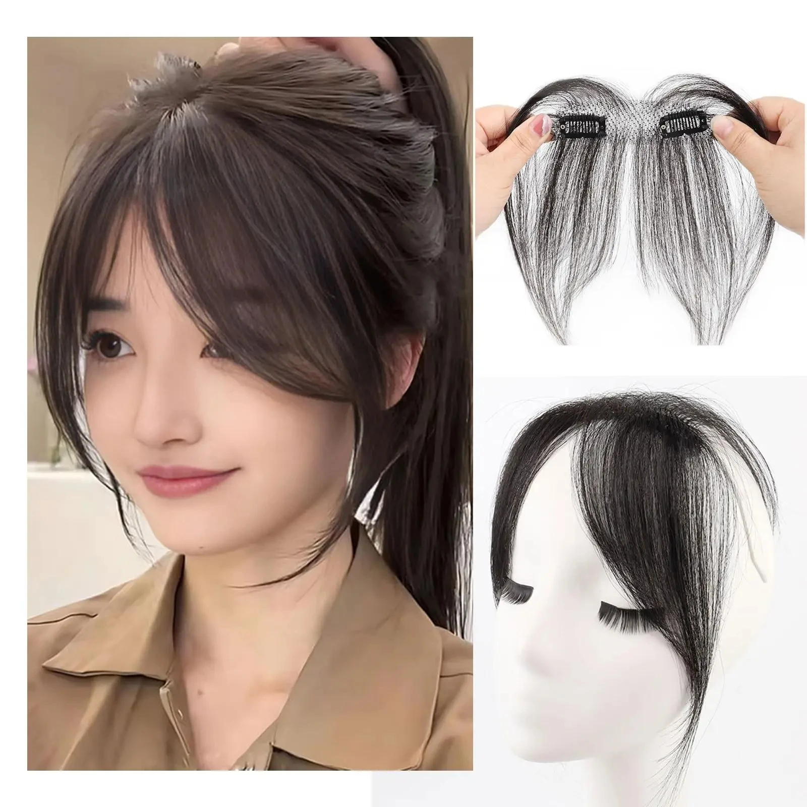 Hair Bangs With Sideburns Human Hair Clip In Hair Extensions Hair Styling Tools Human Hair Natural Hairpiece Women Clip In Bang