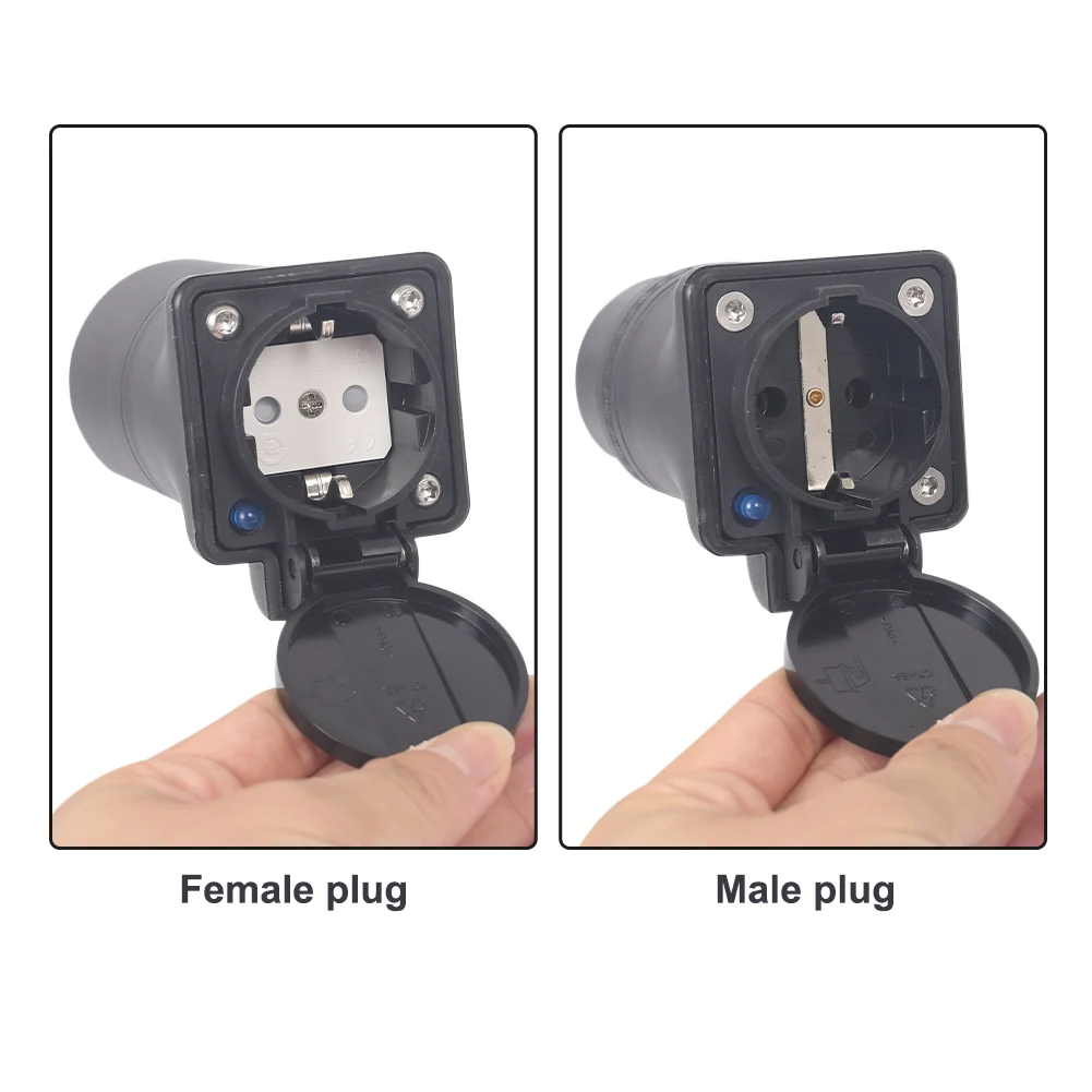 Portable 220V Type 2 Male/Female Plug to EU AC Socket EV Charging Adapter 7pin IEC 62196-2 EV Charger EV Connector Convresion