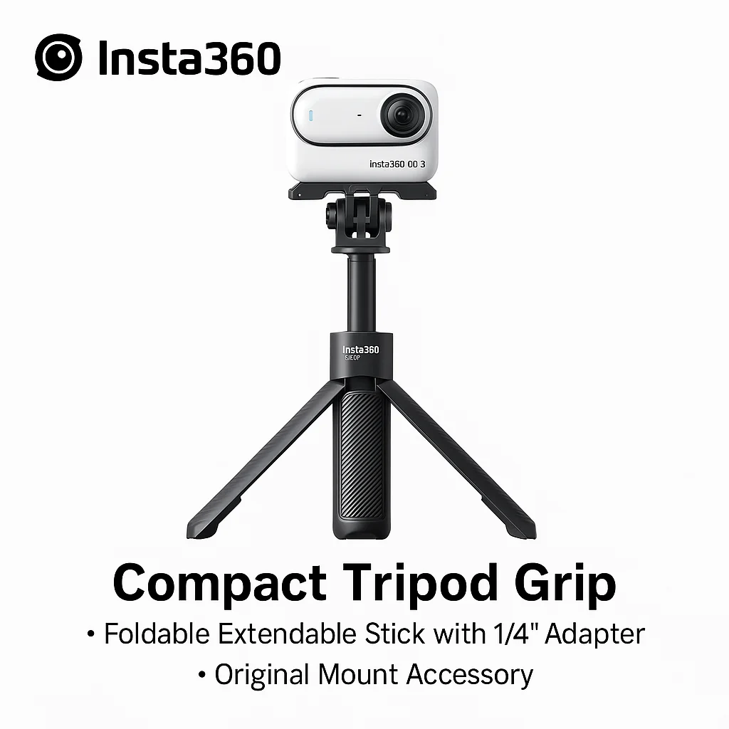 Оригинальная компактная ручка для штатива для Insta360 GO 3/X5/ Ace Pro 2 |   Складная выдвижная палка с адаптером для крепления 1/4 дюйма