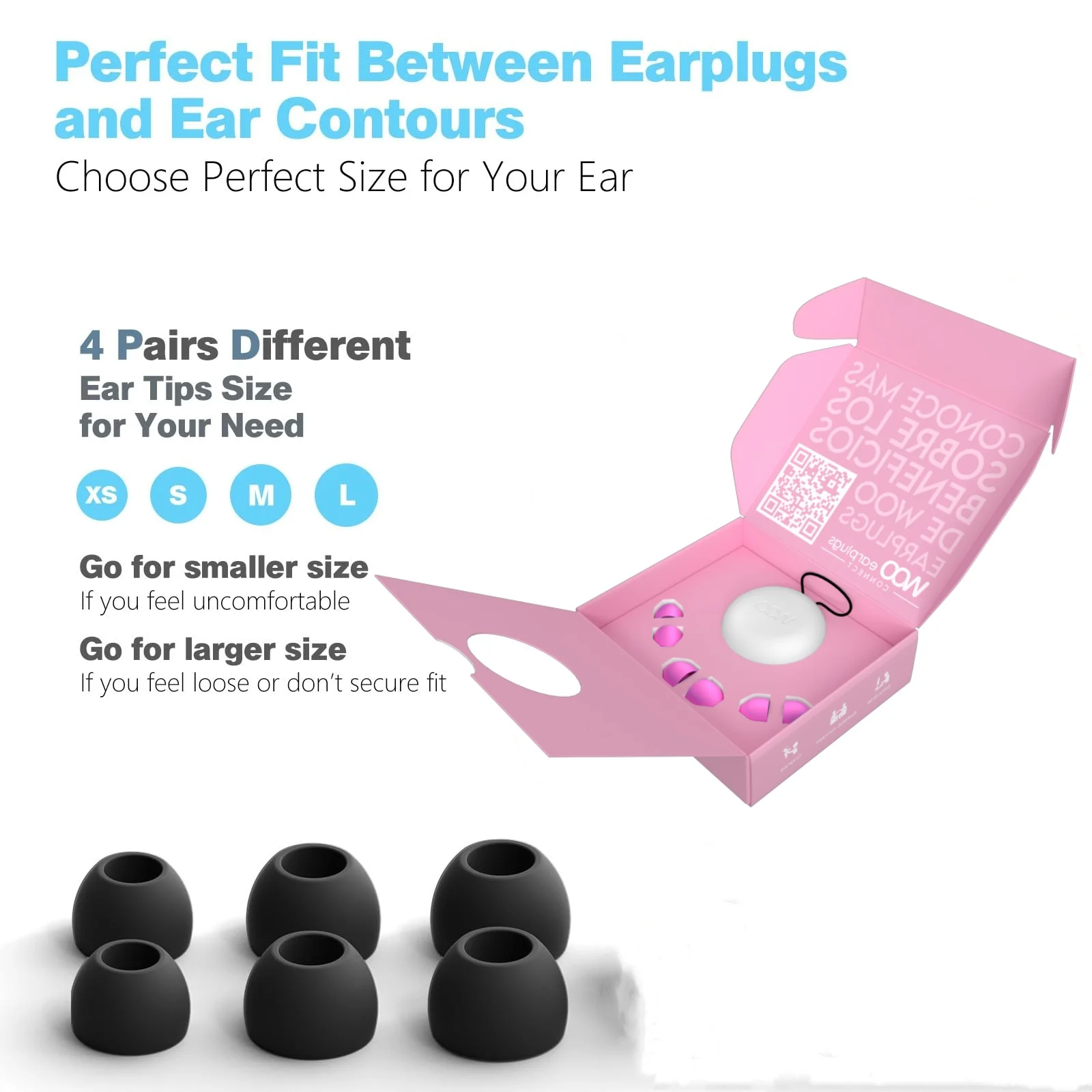 

Woo White Earplugs for Sleep Block Out Noise Earplugs with 4 Pair of Soft Silicone Ear Tips