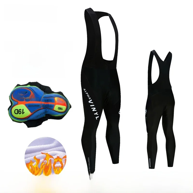AliExpress NONE Cycling Bib Pants Winter Thermal Fleece Cycling Bibs Tights 19D Gel Padded Pro Hot Warm Men's Cycling Bib Long Trousers 2024